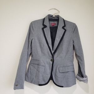 Merona form fitting Blazer One Button pockets in front Wool Blend Gray Size 6